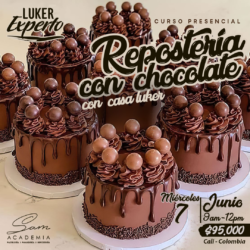 MIÉRCOLES 7 JUNIO DEL 2023-9:00AM: Repostería con Chocolate (casa luker) – Curso Presencial